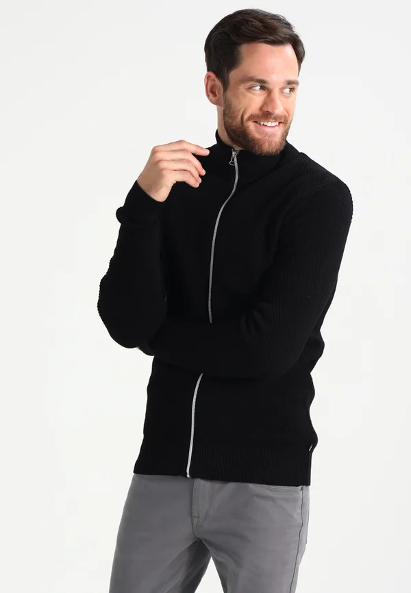 ERIK ZIP - Strickjacke - black/charcoal