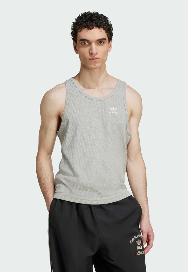 ESS TANK - Top - medium grey heather white