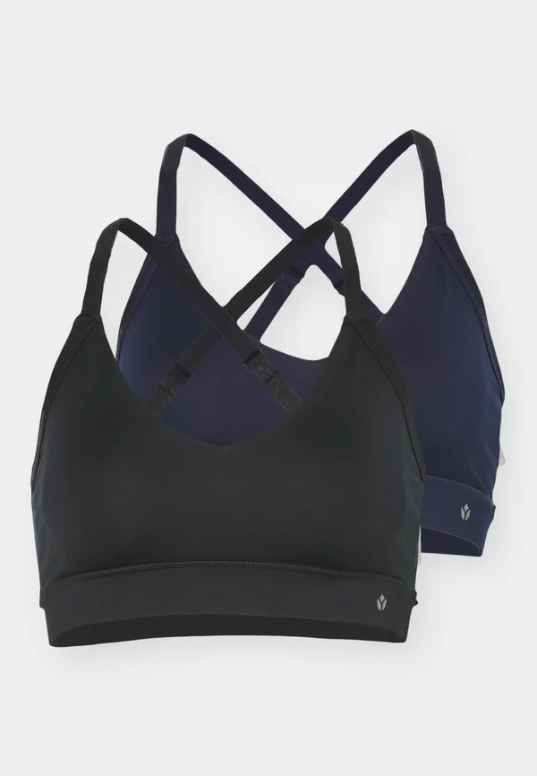 ESSENTIAL 2 PACK MEDIUM SUPPORT SPORTS BRA WITH ADJUSTABLE CROSS BACK - Sport-BH mit mittlerer Stützkraft - black/dark blue