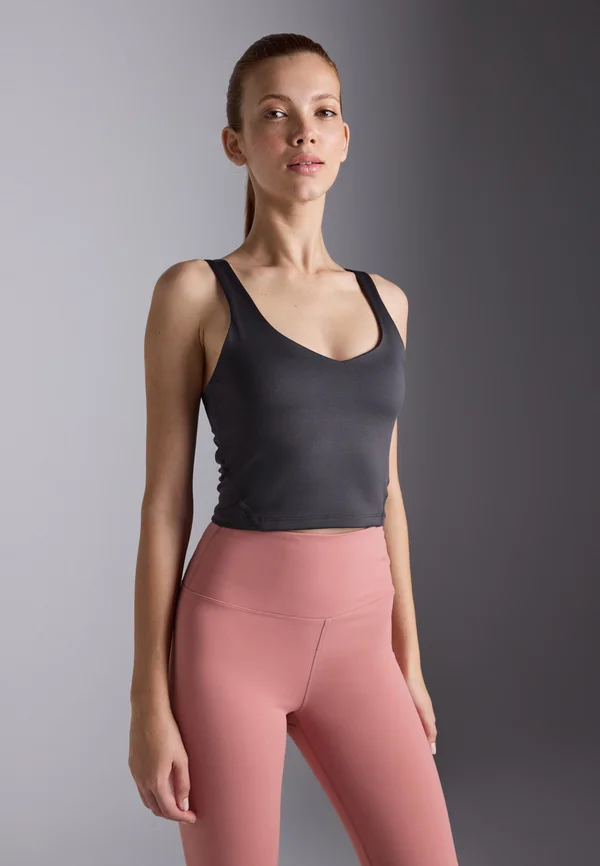 ESSENTIAL QUICK DRY CROPPED FITTED SLEEVELESS TOP - Top - dark grey