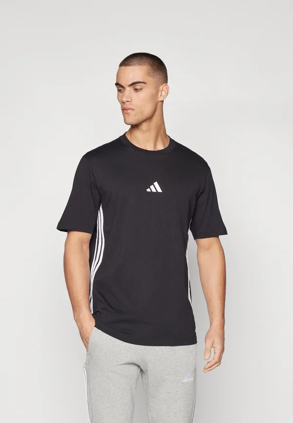 ESSENTIAL THREE STRIPES SINGLE - T-Shirt basic - black/white