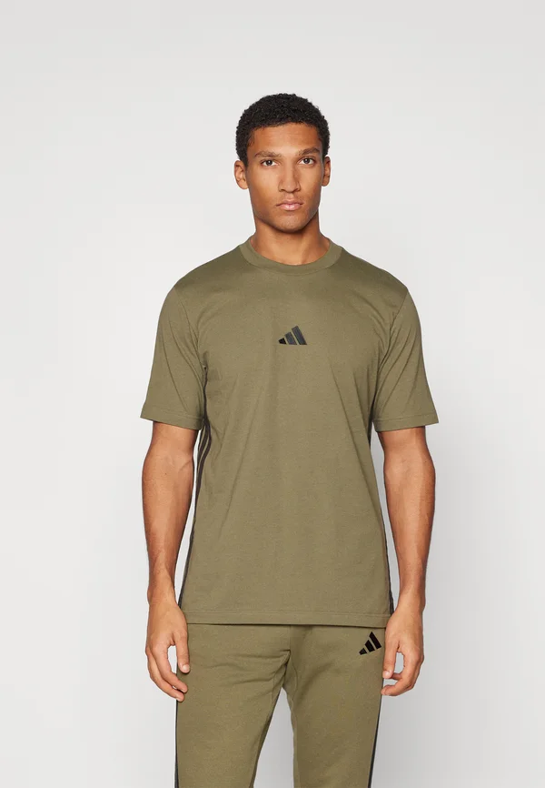 ESSENTIAL THREE STRIPES SINGLE - T-Shirt basic - olive strata/black