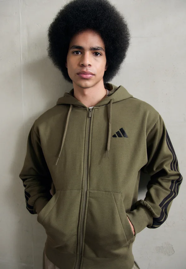 ESSENTIAL THREE STRIPES - Sweatjacke - olive/black