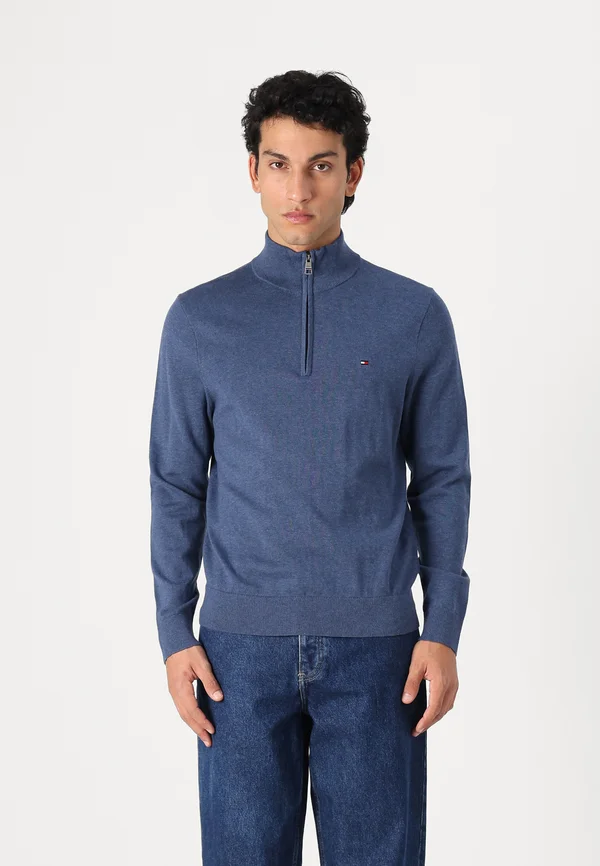 ESSENTIAL ZIP MOCK - Strickpullover - aegean sea
