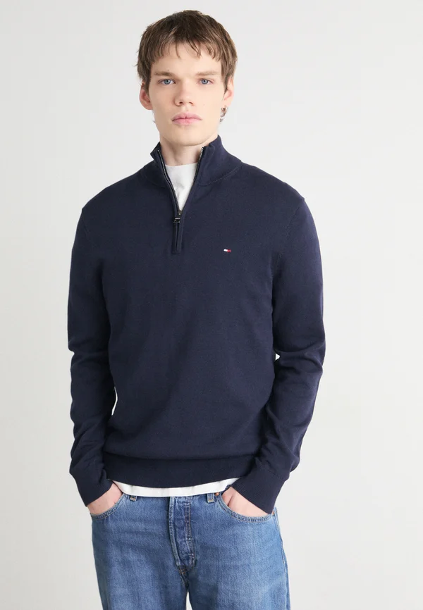 ESSENTIAL ZIP MOCK - Strickpullover - desert sky