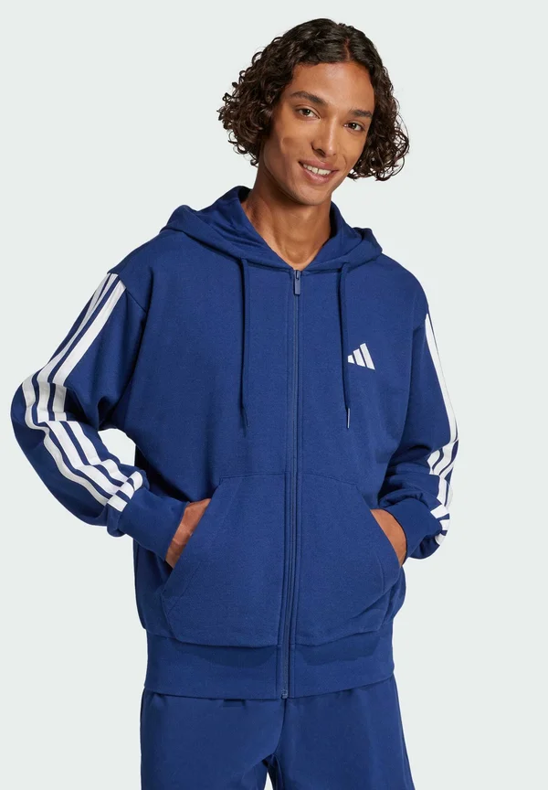ESSENTIALS 3-STRIPES FULL-ZIP - Sweatjacke - dark blue white