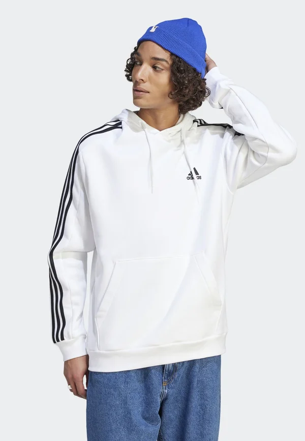 ESSENTIALS 3 STRIPES  - Kapuzenpullover - white