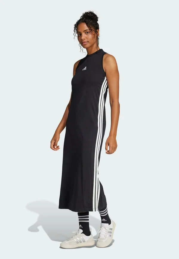 ESSENTIALS 3-STRIPES LONG RACERBACK - Jerseykleid - black   white
