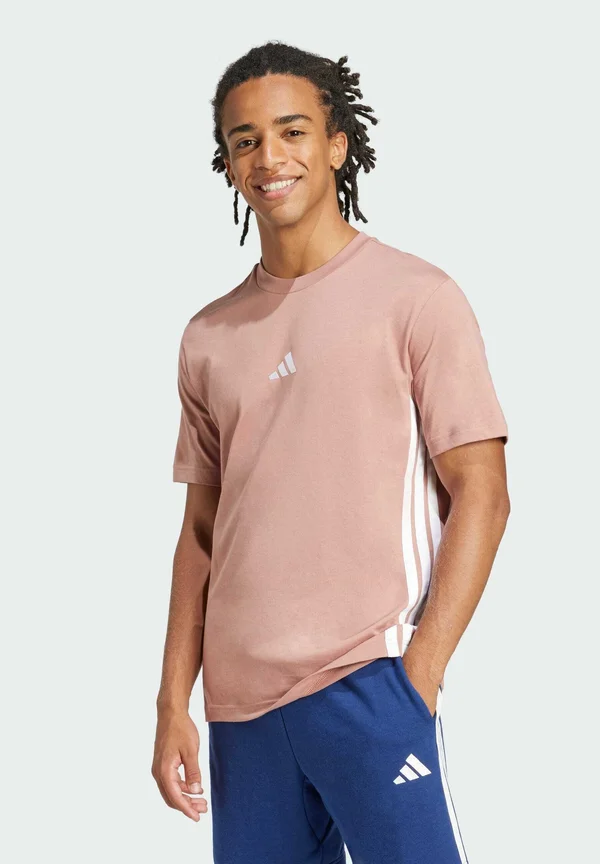 ESSENTIALS 3-STRIPES SINGLE - T-Shirt print - warm clay white
