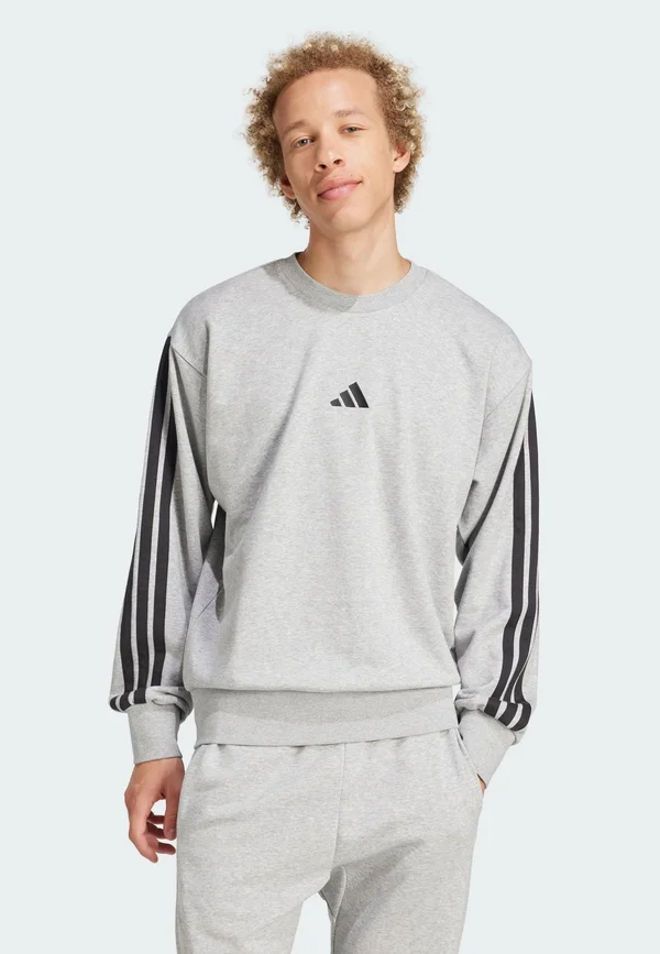 ESSENTIALS 3-STRIPES - Sweatshirt - medium grey heather   black