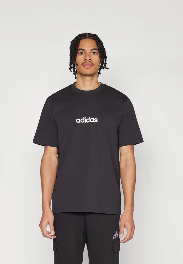 ESSENTIALS LINEAR SINGLE - T-Shirt basic - black white