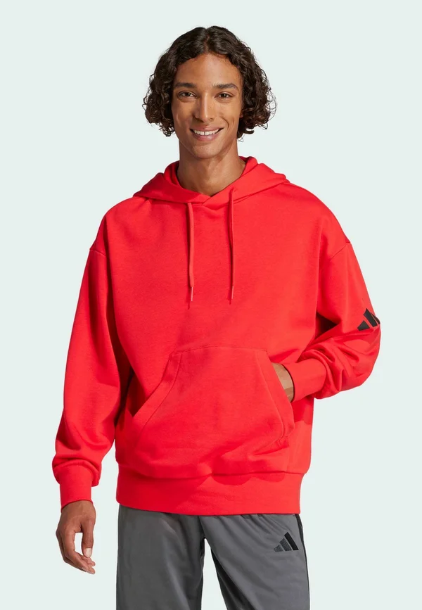 ESSENTIALS LOOSE-FIT 3 BAR - Kapuzenpullover - pure ruby   black