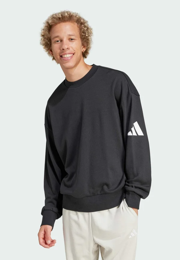 ESSENTIALS LOOSE FIT 3 BAR - Sweatshirt - black white