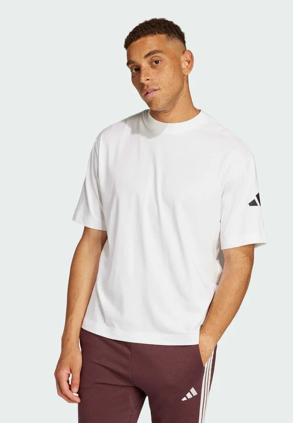 ESSENTIALS LOOSE FIT 3 BAR - T-Shirt basic - white   black