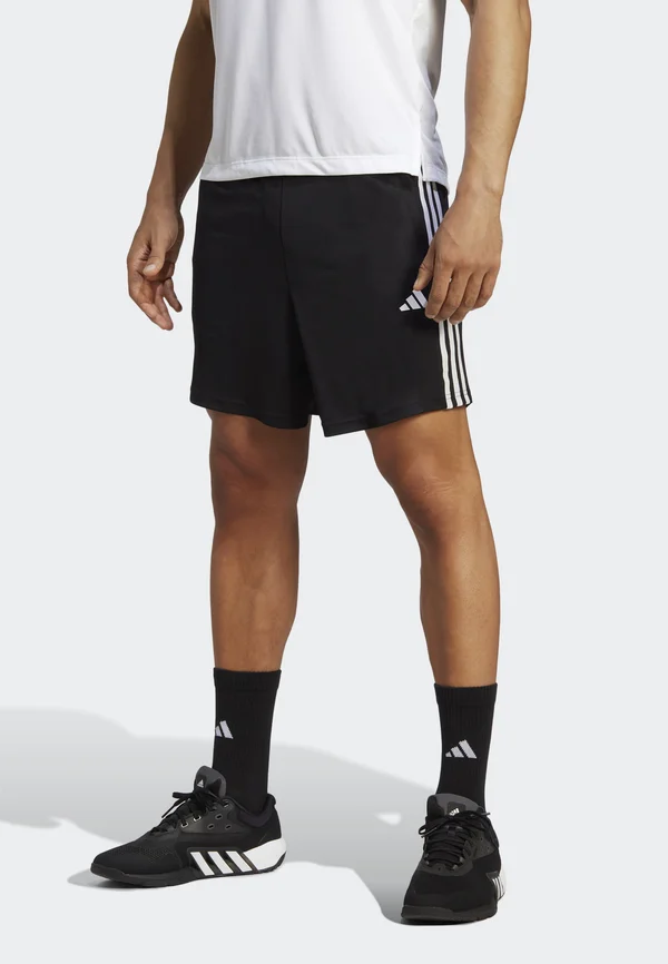 ESSENTIALS PIQUÉ 3-STRIPES - Kurze Sporthose - black / white