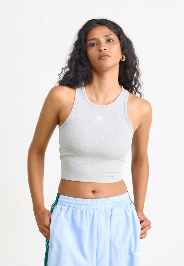 ESSENTIALS RIBBED - Top - medium grey heather
