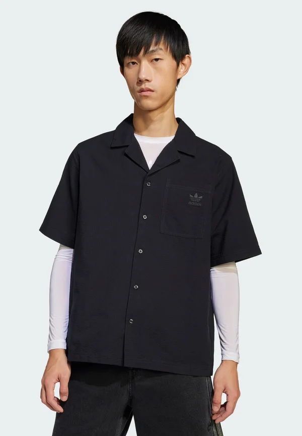 ESSENTIALS SEERSUCKER SHORT SLEEVE - Hemd - black