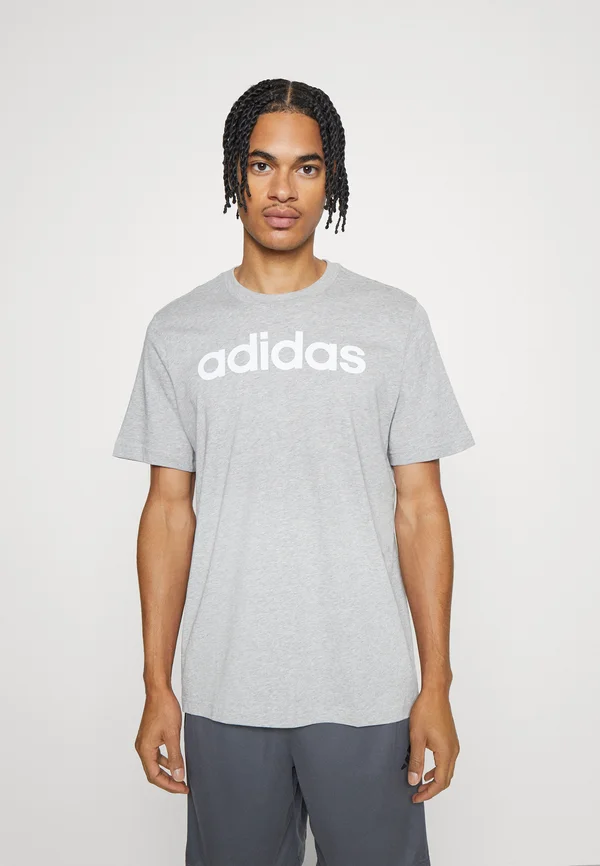 ESSENTIALS SINGLE LINEAR EMBROIDERED - T-Shirt print - medium grey heather