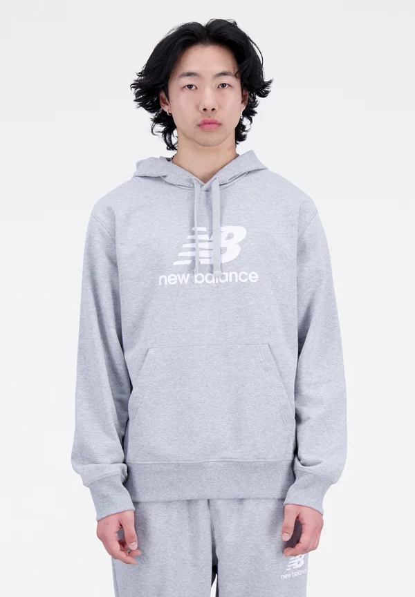 ESSENTIALS STACKED LOGO HOODIE - Kapuzenpullover - athletic grey