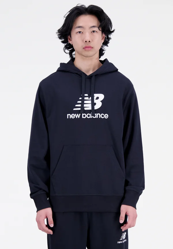 ESSENTIALS STACKED LOGO HOODIE - Kapuzenpullover - black