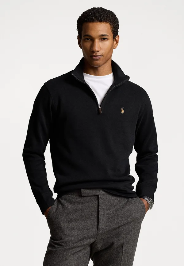 ESTATE RIB QUARTER ZIP PULLOVER - Strickpullover - black