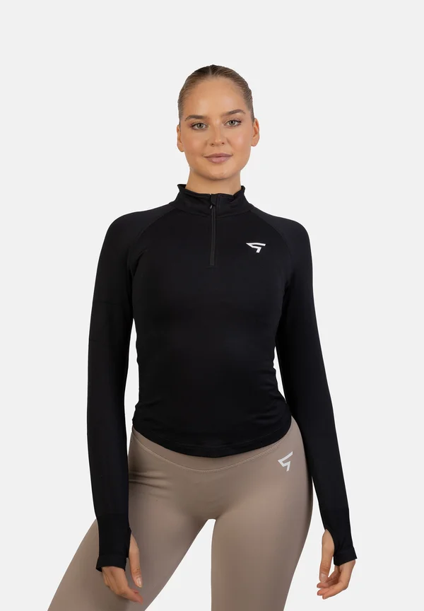 EVE SEAMLESS HALF ZIP - Langarmshirt - black