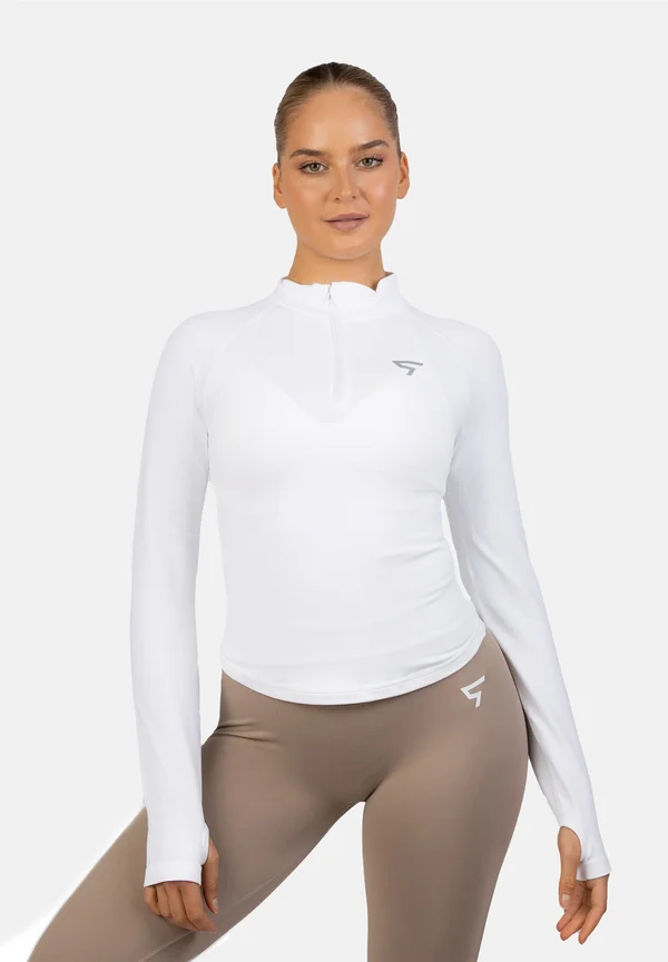 EVE SEAMLESS HALF ZIP - Langarmshirt - white