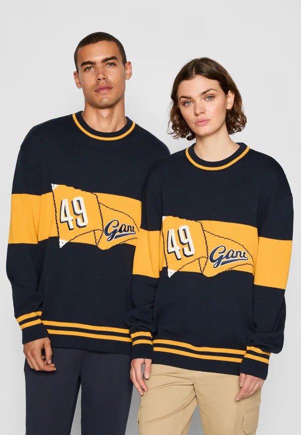 EXCLUSIVE HERITAGE 2.0 STRIPE GRAPHIC C-NECK - Strickpullover - evening blue