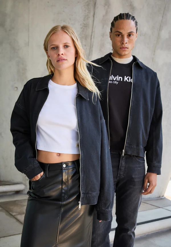 EXCLUSIVE PADDED OVERSHIRT JACKET UNISEX - Jeansjacke - black
