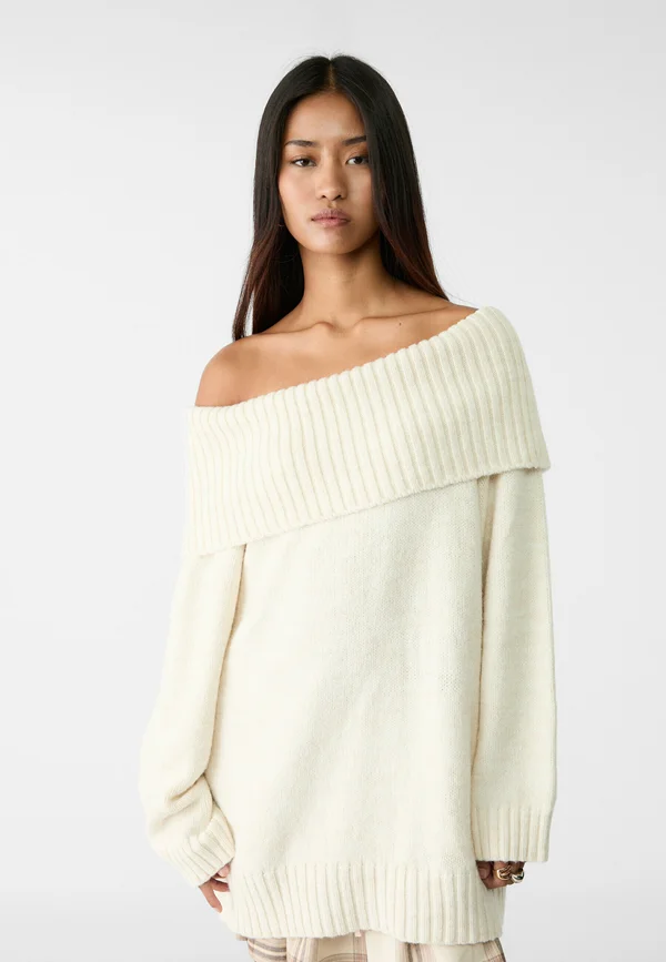 EXPOSED SHOULDER - Strickpullover - white