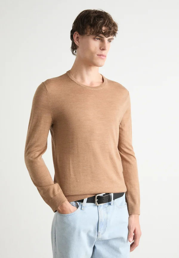 EXTRAFINE C-NECK - Strickpullover - dark sand melange