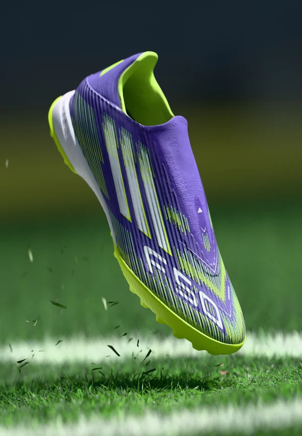 F50 LEAGUE LACELESS TURF FOOTBALL BOOTS - Rasen-Fußballschuhe - purple rush/footwear white/lucid lemon