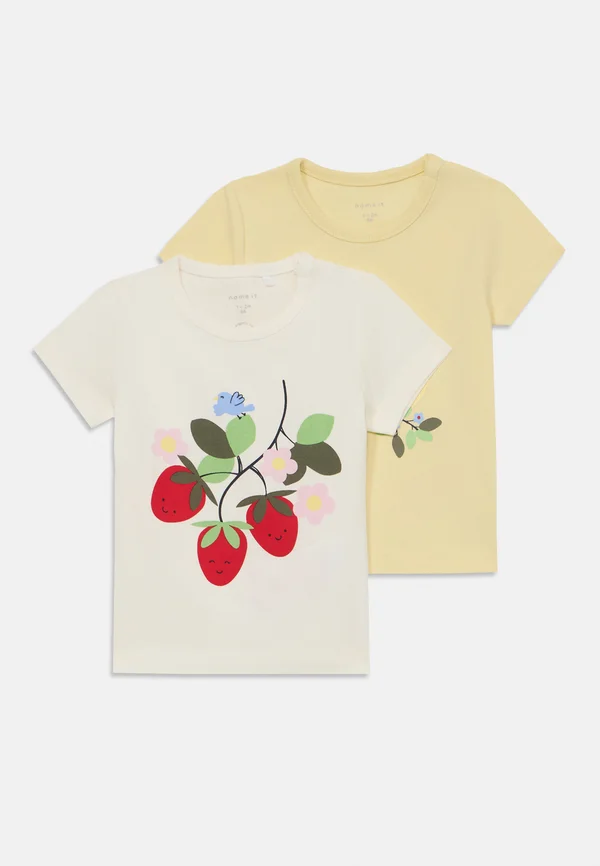 FABERRY 2 PACK  - T-Shirt print - cloud dancer/pastel yellow