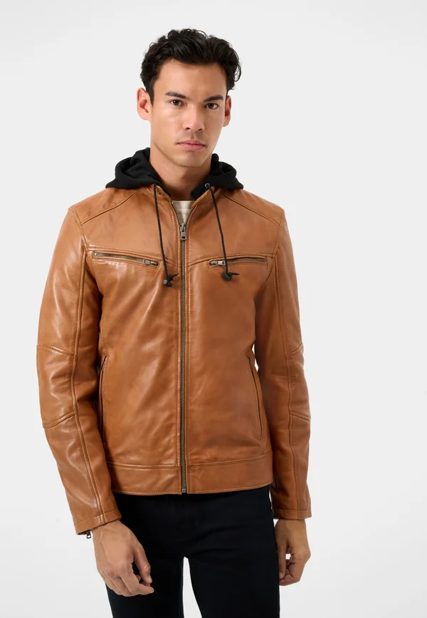 FABIO - Lederjacke - cognac