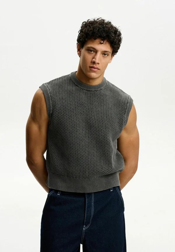 FADED EFFECT WAFFLE - Strickpullover - dark grey