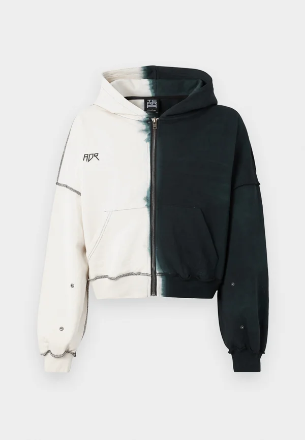 FADED ZIP HOODIE - Kapuzenpullover - black/white