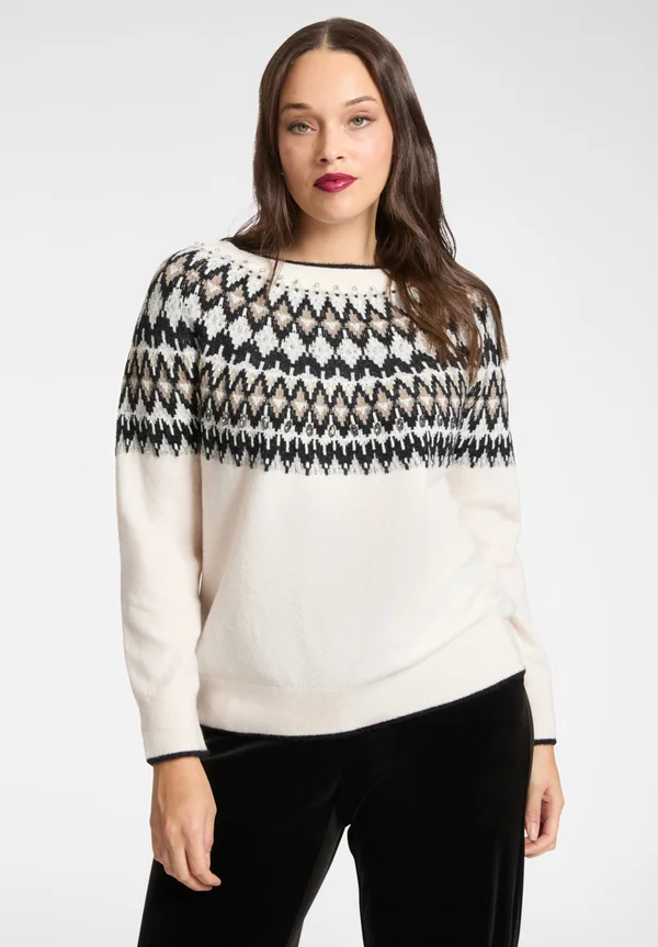 FAIR ISLE RICAMATA A MANO - Strickpullover - bianco