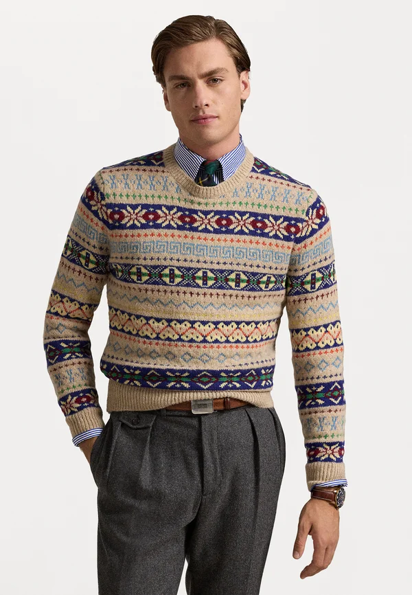 FAIR ISLE WOOL-BLEND SWEATER - Strickpullover - oatmeal combo
