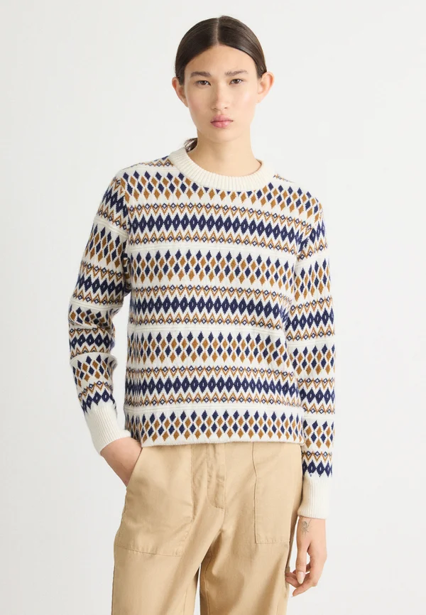 FAIRISLE C NECK - Strickpullover - cream