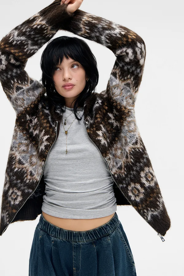 FAIRISLE ZIP - Strickjacke - brown