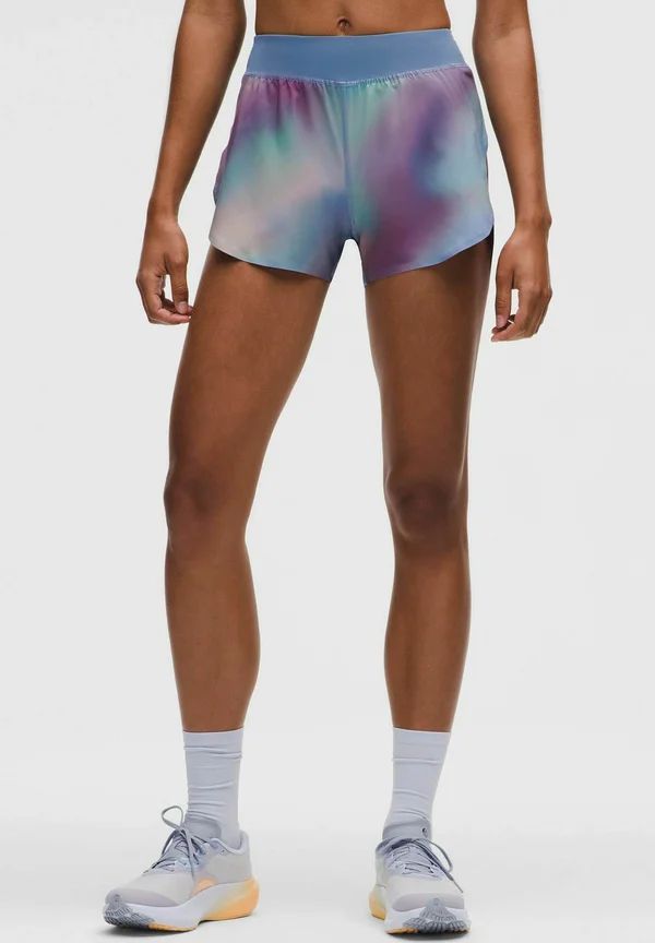 FAST AND FREE HIGH-RISE SPLIT SHORT - Kurze Sporthose - chroma drift blue multi washed denim