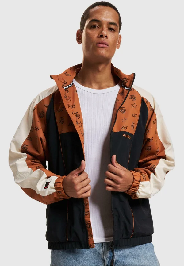 FB INITIALS AOP BLOCK - Trainingsjacke - black cognac offwhite