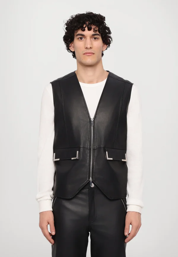 FEDERICO METALL DETAIL VEST - Weste - nappa black