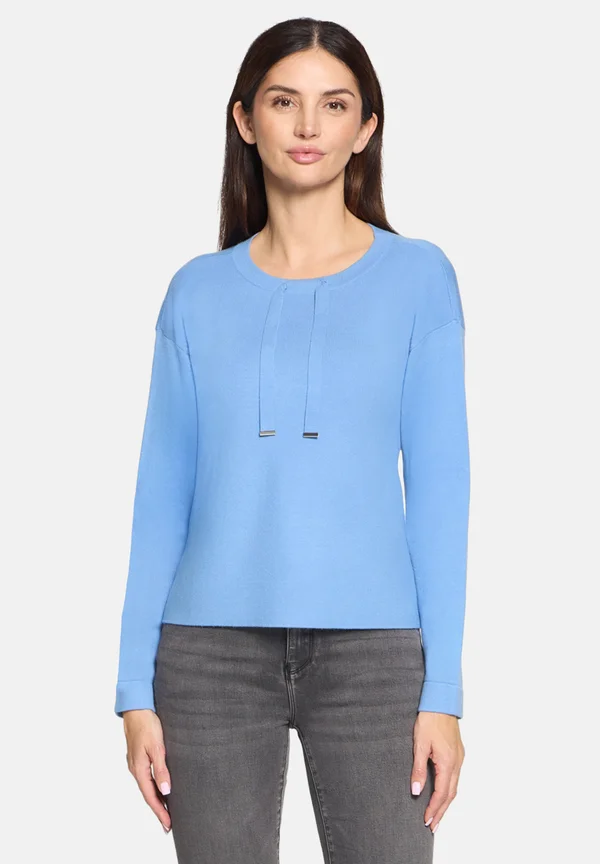 FEIN MIT SEITENSCHLITZEN - Strickpullover - azurine