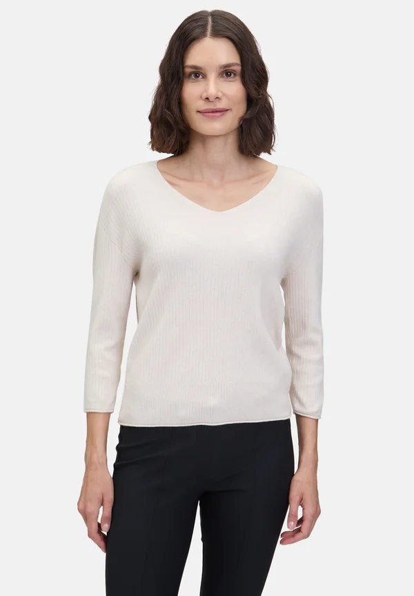 FEIN MIT V-AUSSCHNITT - Strickpullover - light beige melange