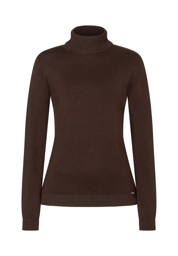 FIGURBETONTER ROLLKRAGENPULLOVER - Strickpullover - espresso brown