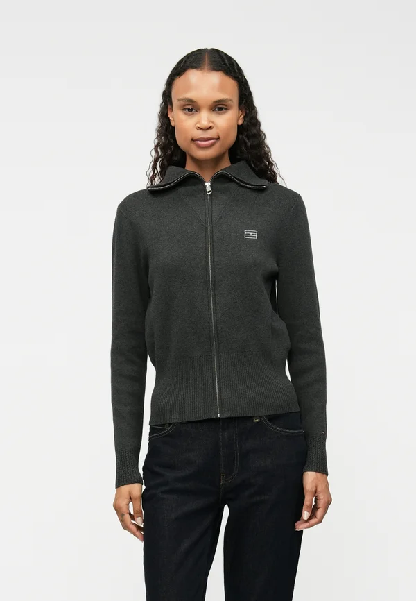 FINE ZIP - Strickjacke - dark grey heather