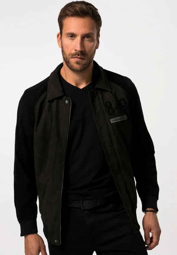 FINEST BUTTON BAND - Lederjacke - black