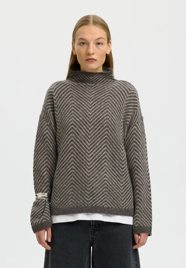 FISCHGRÄT - Strickpullover - medium grey melange