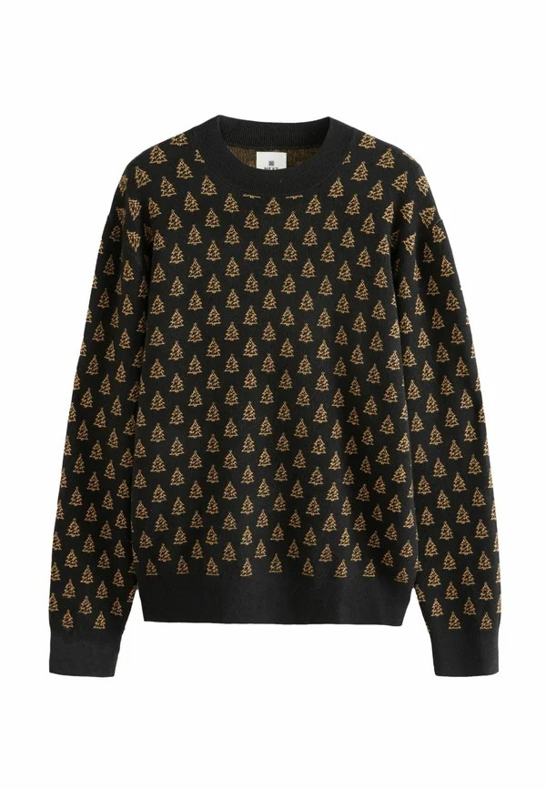FIT RICH CHRISTMAS CREW NECK.   - Strickpullover - black/gold tree